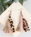 Make Me Blush Beaded Tassel Earrings, Leopard and Light Pink - SKC Boutique