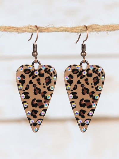 Studded Heart Earrings, Leopard - SKC Boutique